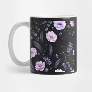 Seamless Pattern of Watercolor Dark Berries and Feathers Mug